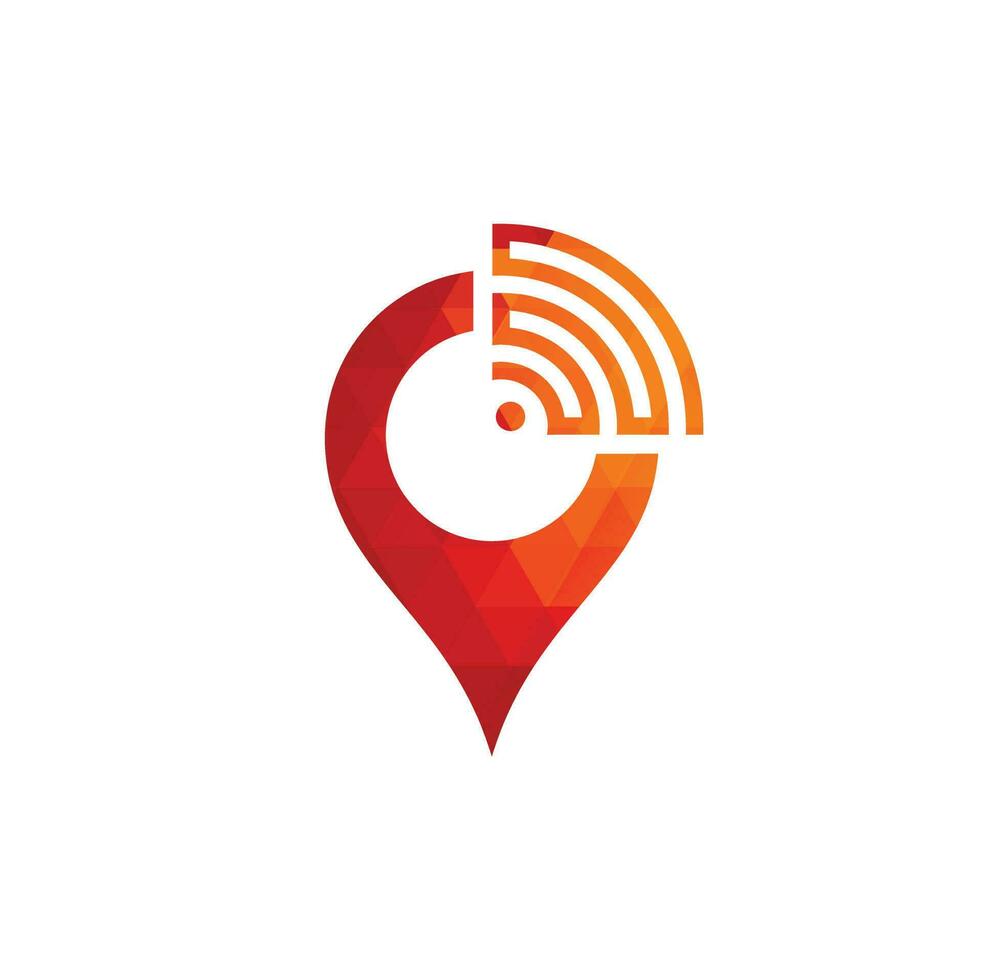 pino de mapa com vetor de design de ícone de logotipo de sinal wifi.