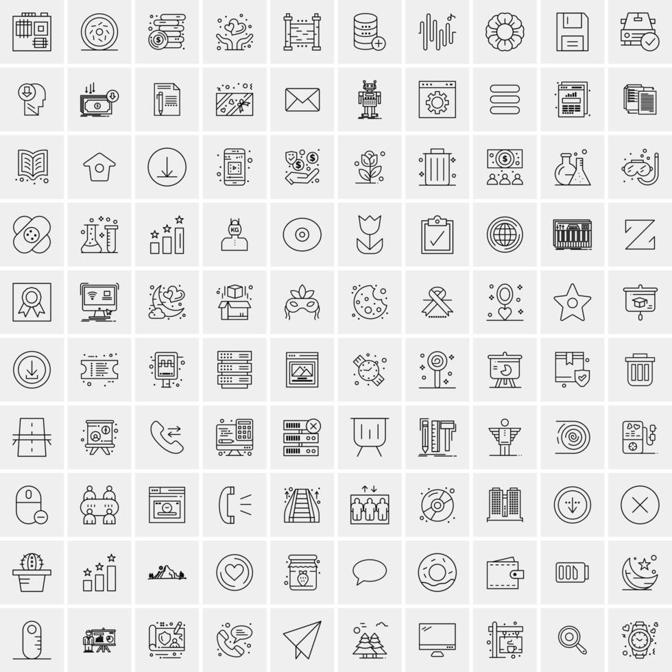 conjunto de 100 ícones de linha de negócios criativos vetor