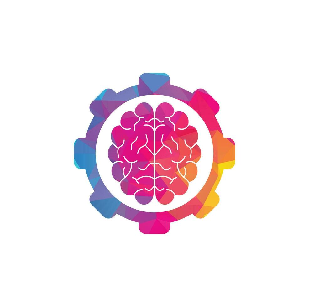 design de logotipo de conceito de engrenagem cerebral. ícone do logotipo do cérebro do pensamento do poder do brainstorm vetor