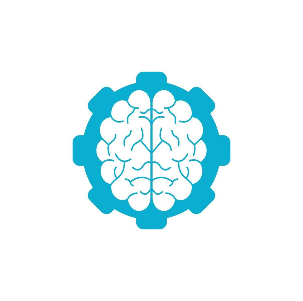 design de logotipo de conceito de engrenagem cerebral. ícone do logotipo do cérebro do pensamento do poder do brainstorm vetor