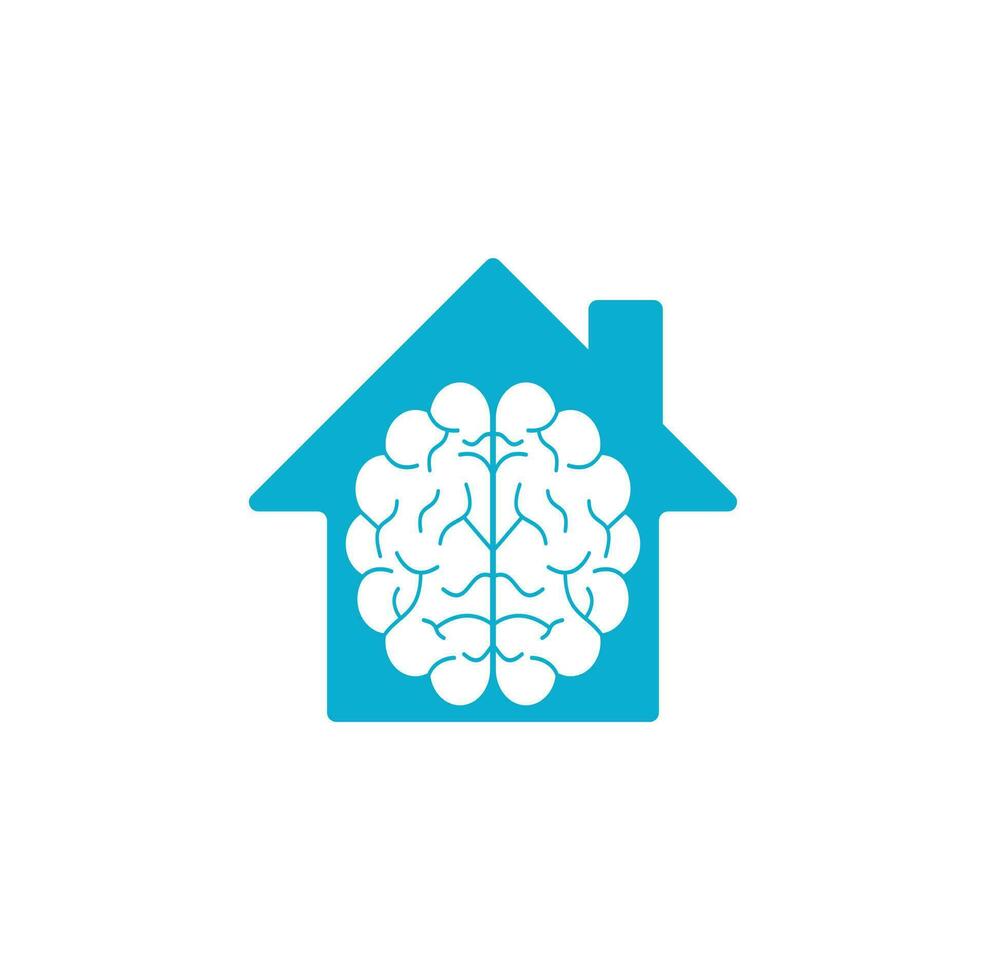 design de logotipo de conceito de forma de cérebro em casa. ícone do logotipo do cérebro do pensamento do poder do brainstorm vetor