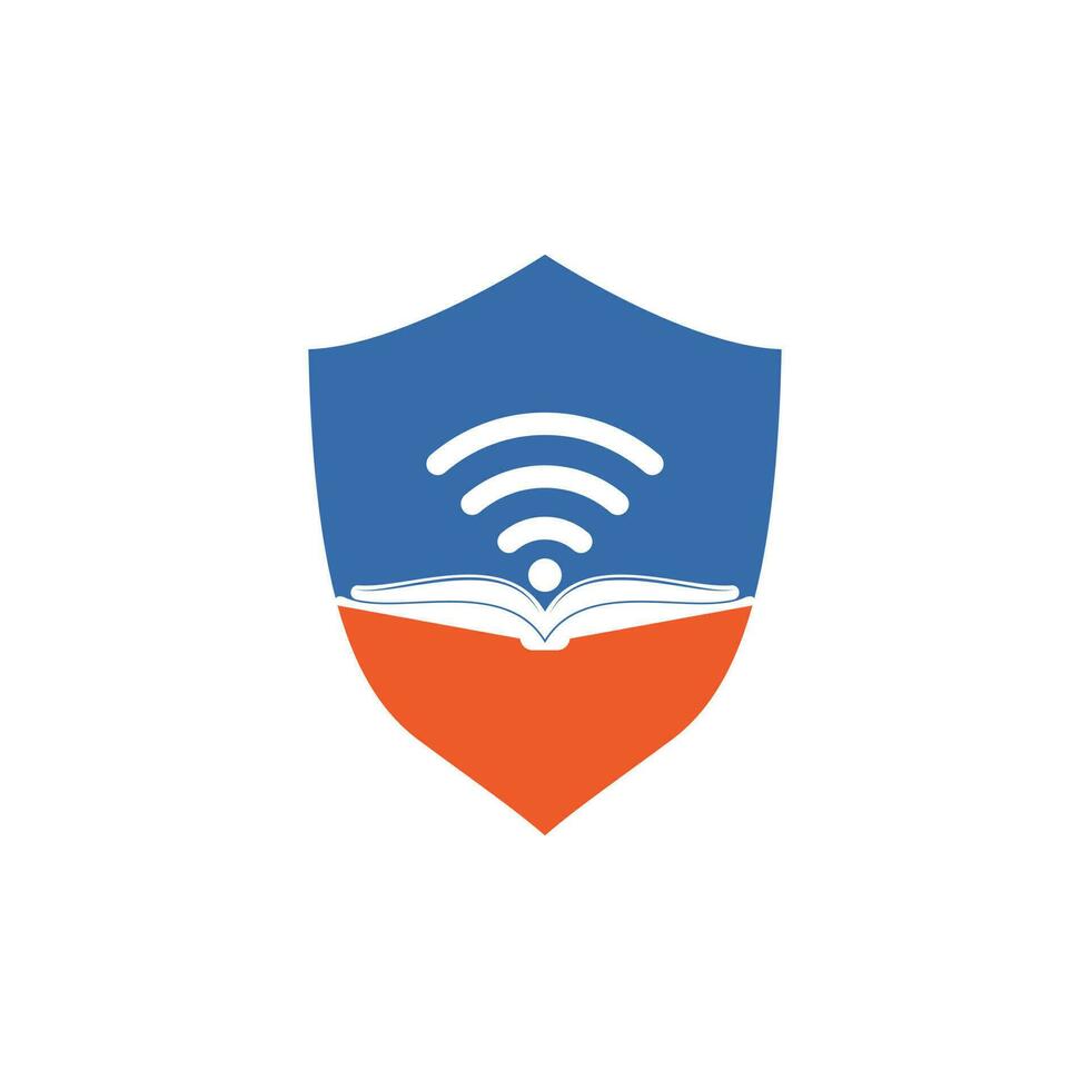 modelo de vetor de design de logotipo de livro wifi. elemento de design de logotipo de ícone de livro wifi