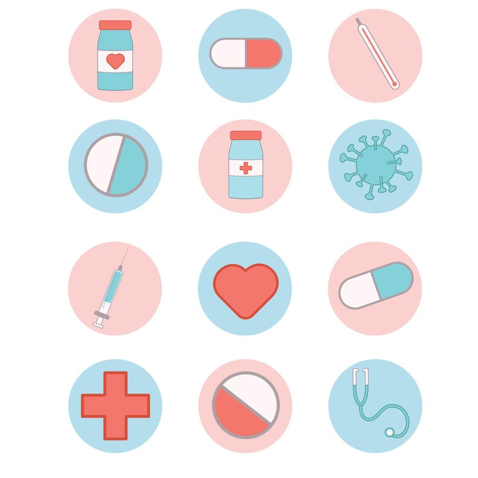 medicina de ícones, saúde. elementos médicos. vetor
