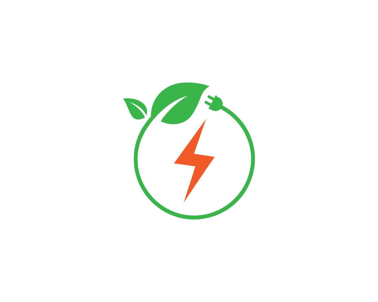 símbolo de flash de design de logotipo de energia verde com vetor de conceito de carregamento elétrico.