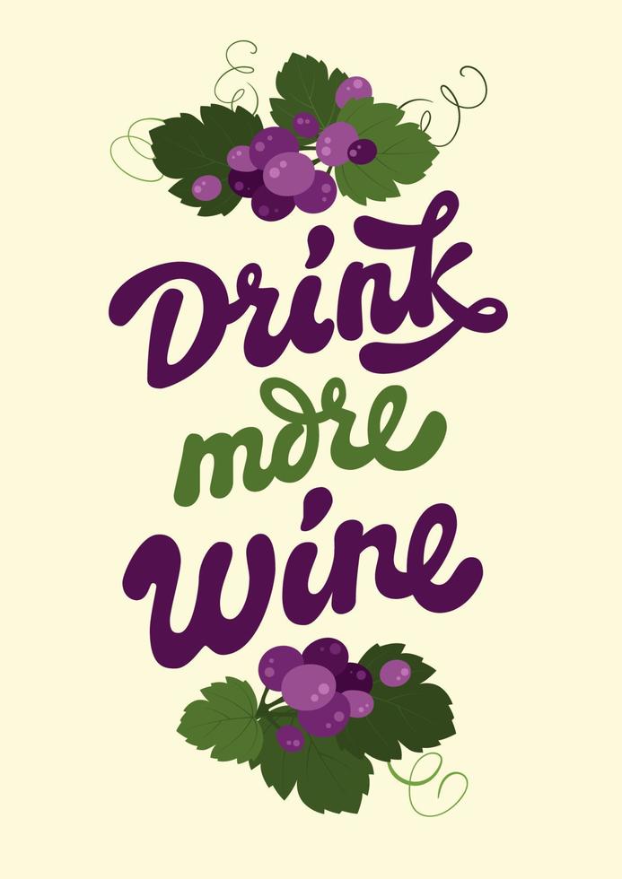 design de tipografia com tema de vinho engraçado - beba mais vinho. vetor