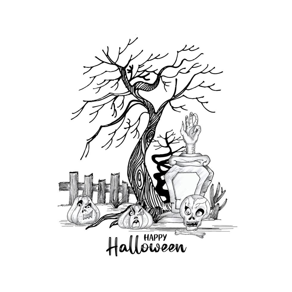 feliz festival de halloween design de fundo horrorizado assustador vetor