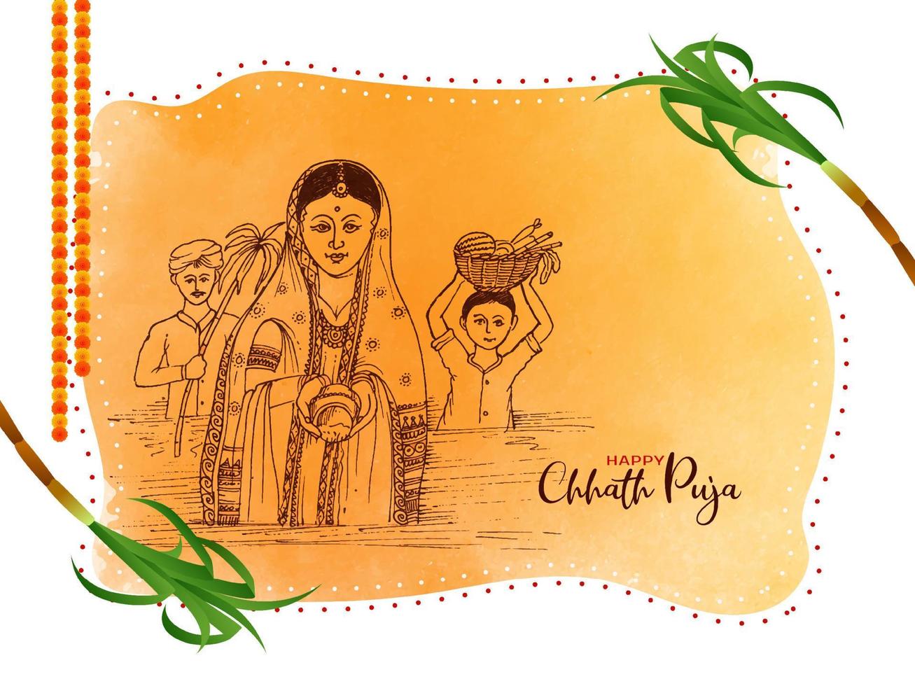 fundo de celebração do festival indiano cultural de chhath puja feliz vetor