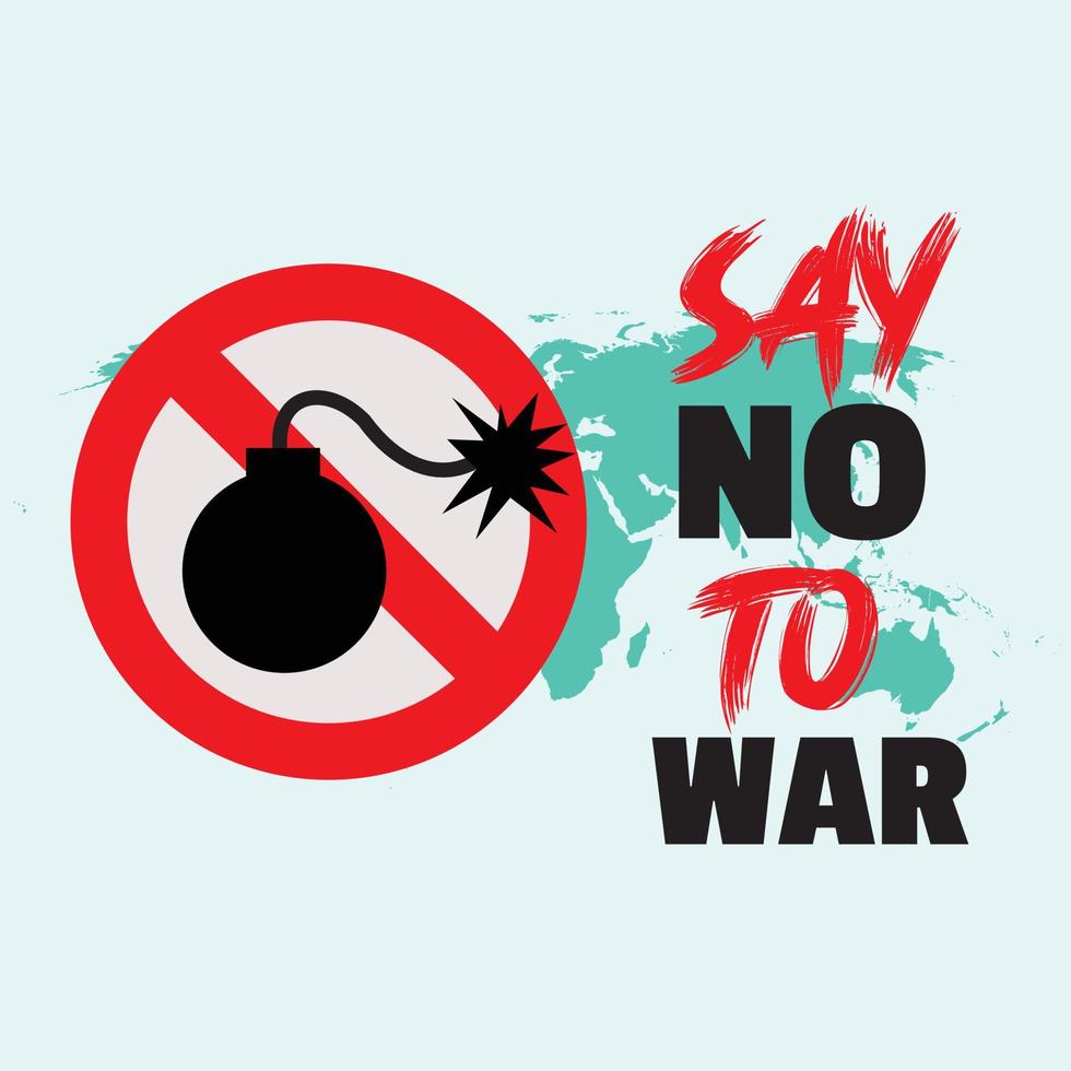 vetor diga não à guerra. ilustração simples e elegante