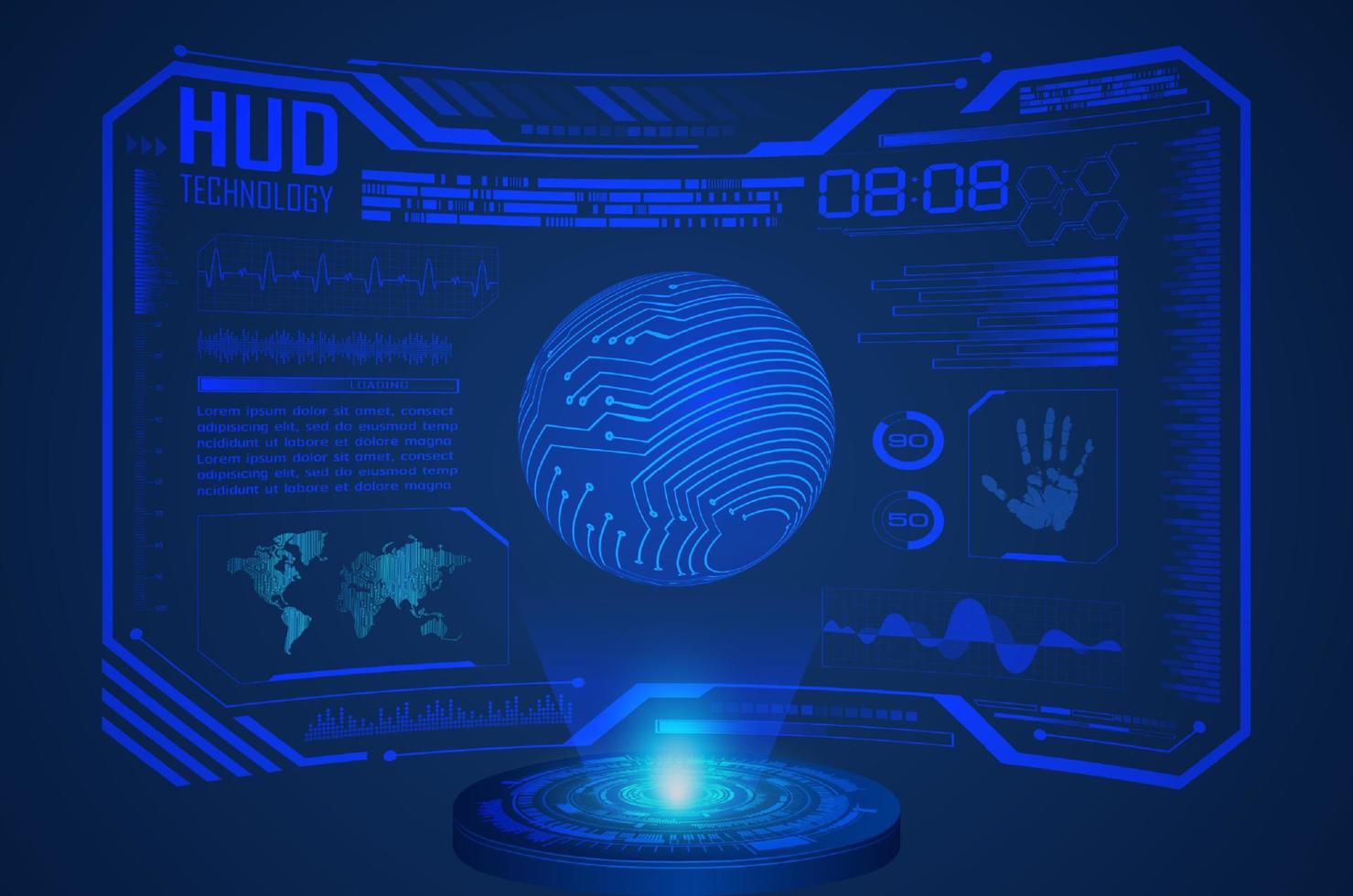 fundo de tela de tecnologia hud azul moderno vetor