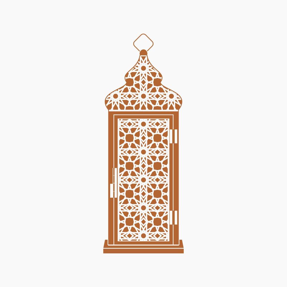ilustração em vetor de lâmpada árabe com padrão marrom isolado editável em estilo monocromático plano para fins de tema ocasional islâmico, como ramadã e eid também necessidades de design de cultura árabe