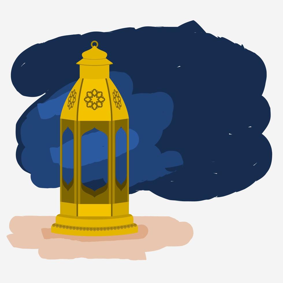 ilustração vetorial de lâmpada árabe em pé isolado editável com estilo de pinceladas do céu noturno para fins de tema ocasional islâmico, como ramadã e eid também necessidades de design de cultura árabe vetor