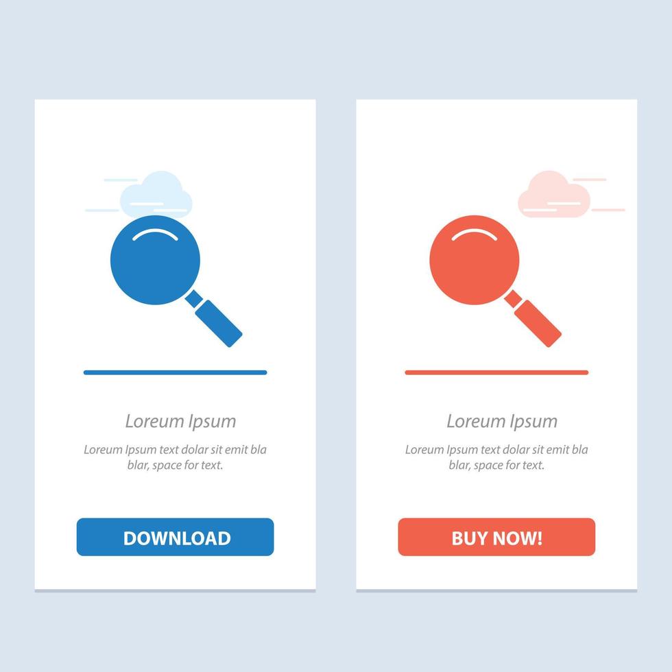 pesquisa de ampliação de olhar de vidro azul e vermelho baixe e compre agora modelo de cartão de widget da web vetor