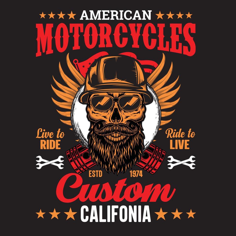 american motocicletas custom califônia vetor