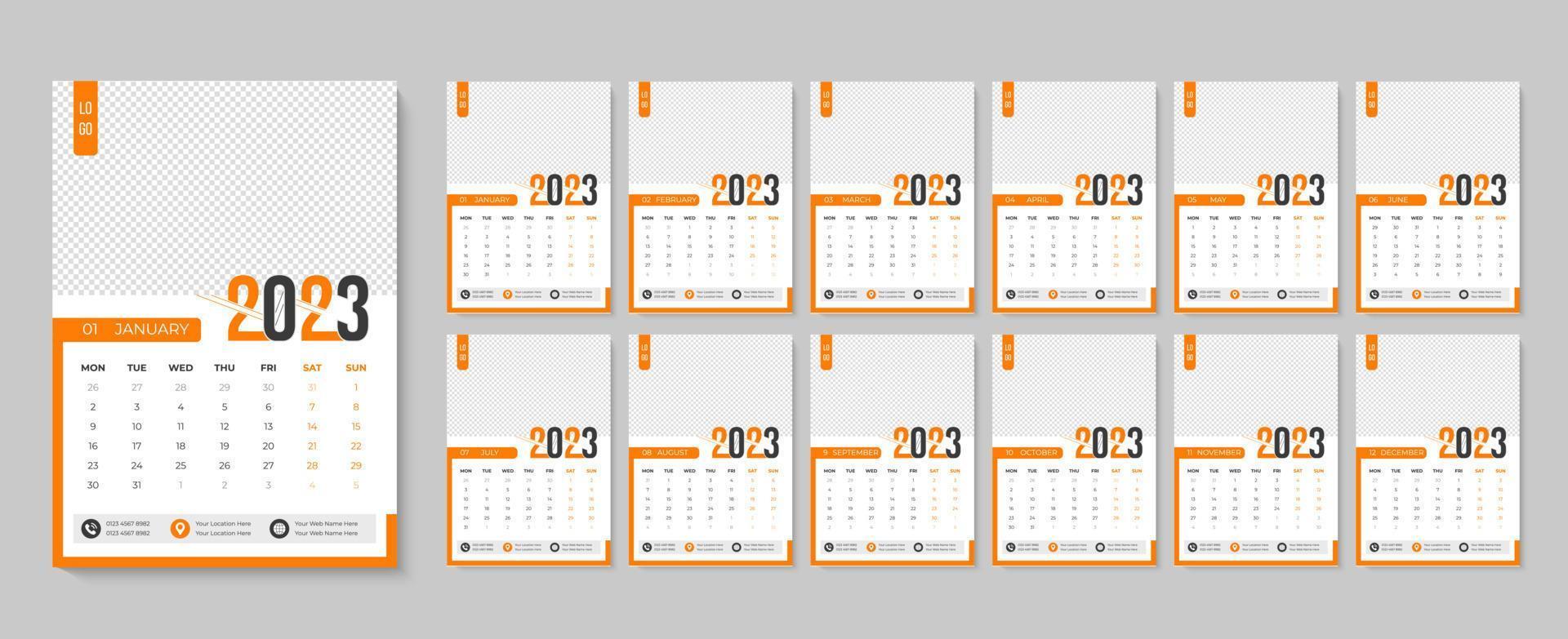 feliz ano novo 2023 design de calendário pro download vetor