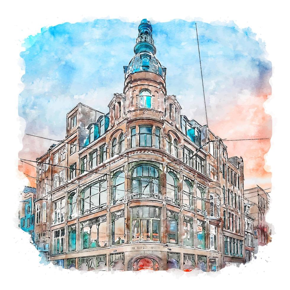 koningsplein alemanha esboço em aquarela ilustração desenhada à mão vetor