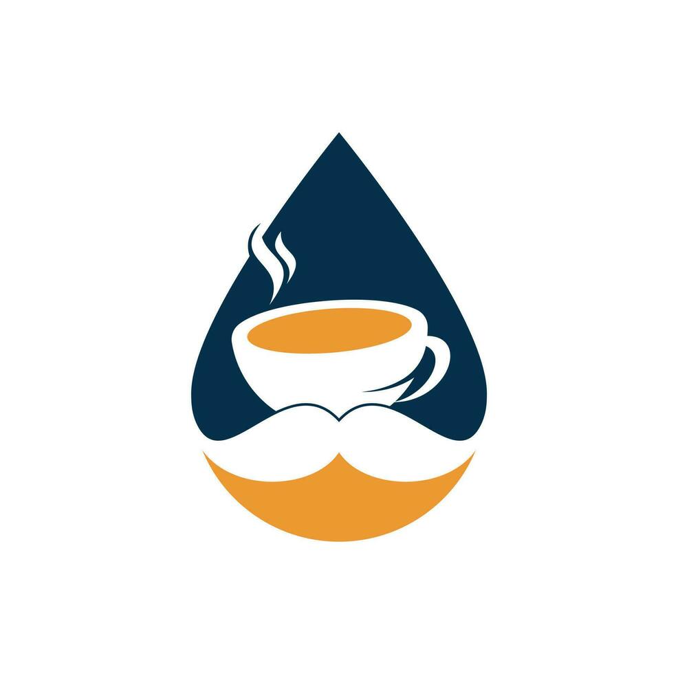 modelo de design de logotipo de forma de gota de café bigode. inspiração criativa de logotipo de cafeteria vetor