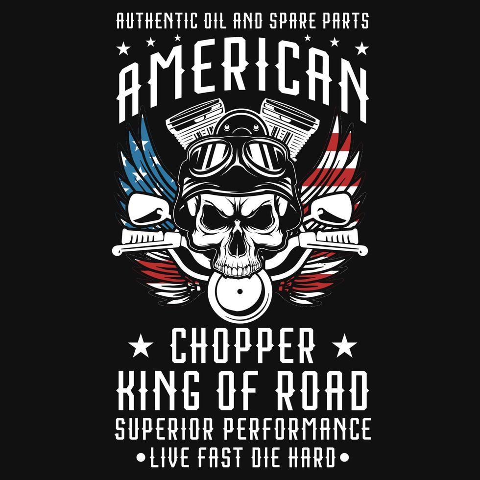 design de camiseta de motociclista americano vetor