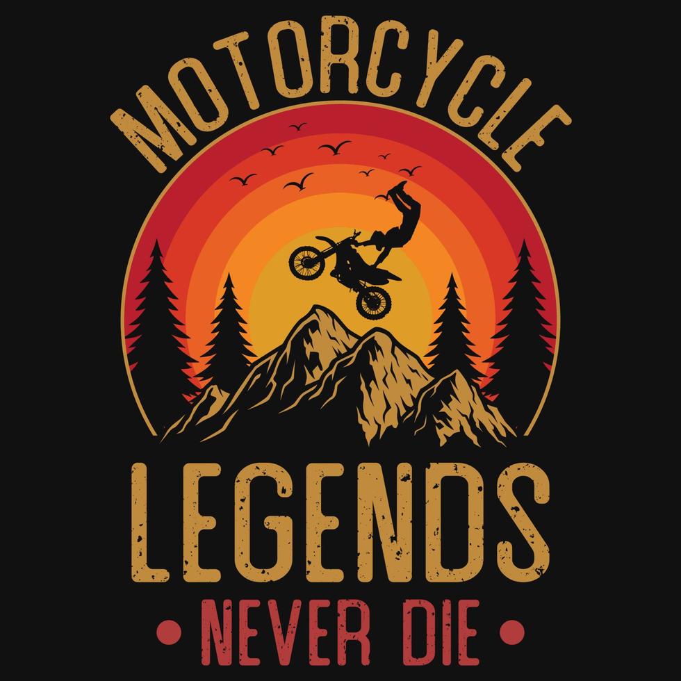 design de camiseta de motociclistas de montanha vetor