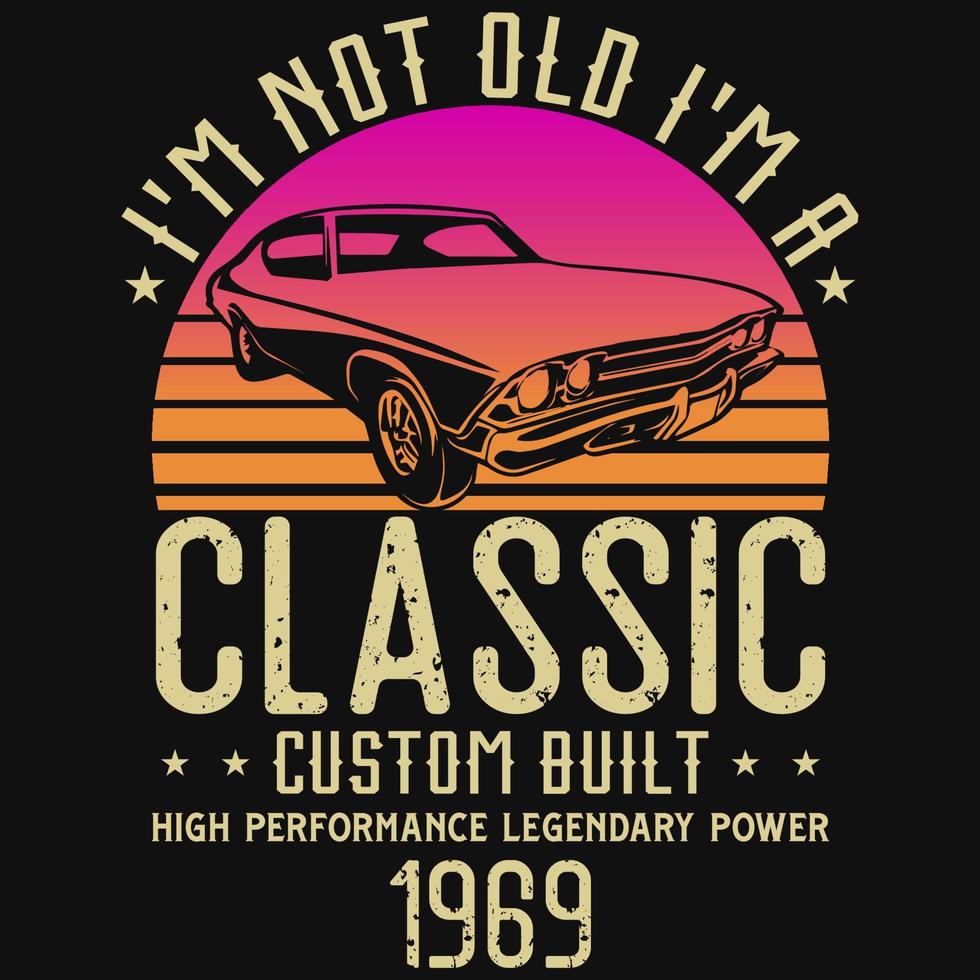 design de camiseta de carro personalizado clássico vetor