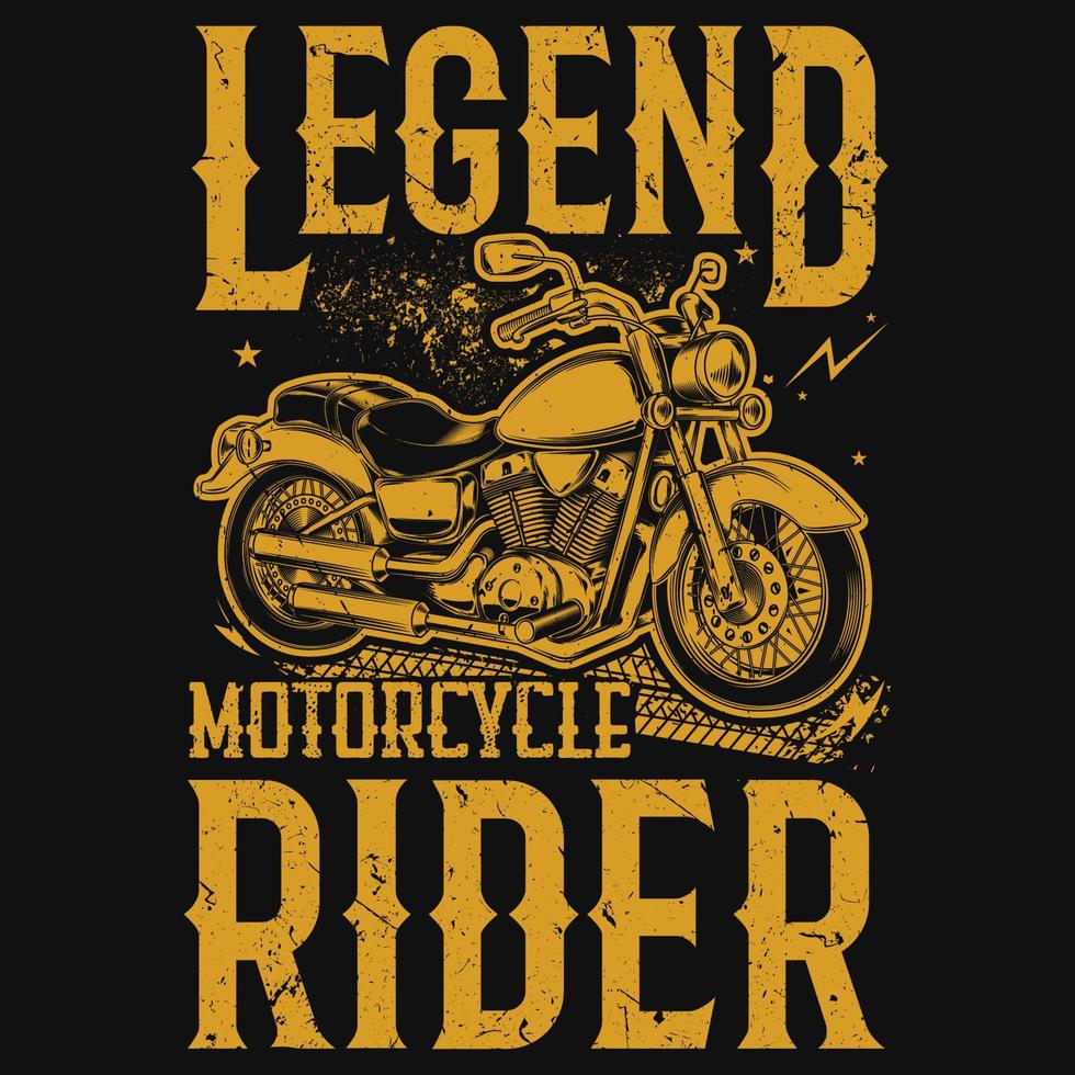 design de camiseta de motoqueiros de lenda vetor