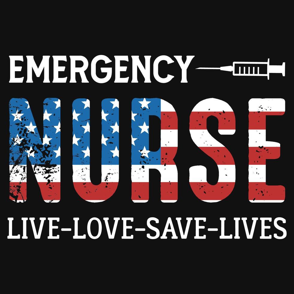 design de camiseta de enfermeira de emergência vetor