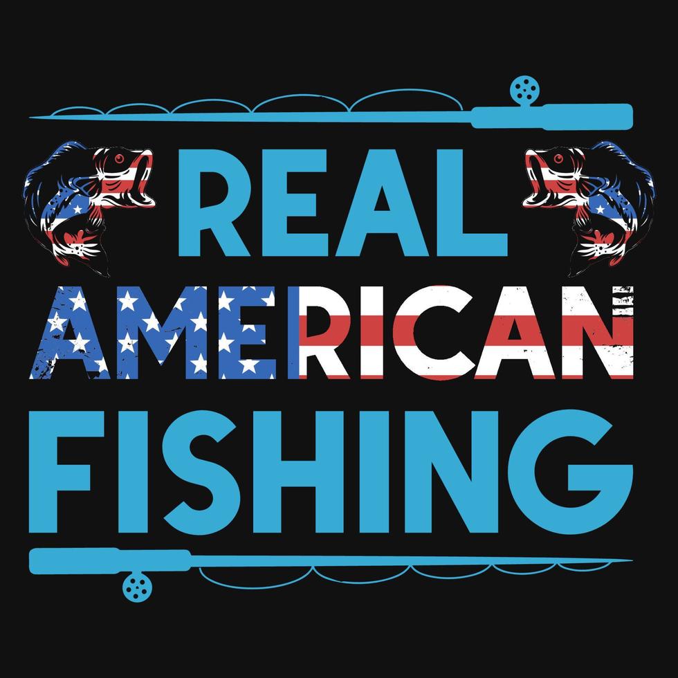 design de camiseta de pesca americana real vetor