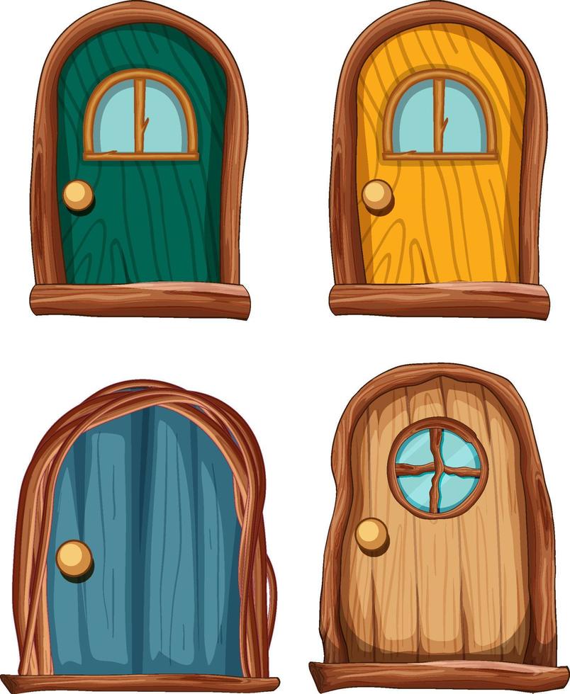 conjunto de portas de casa hobbit vetor