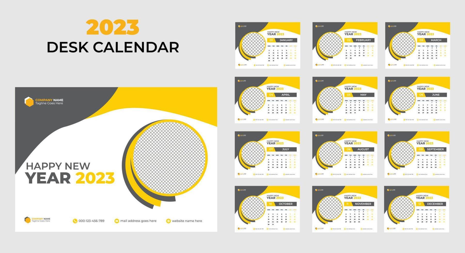 modelo de calendário de mesa de ano novo 2023. vetor
