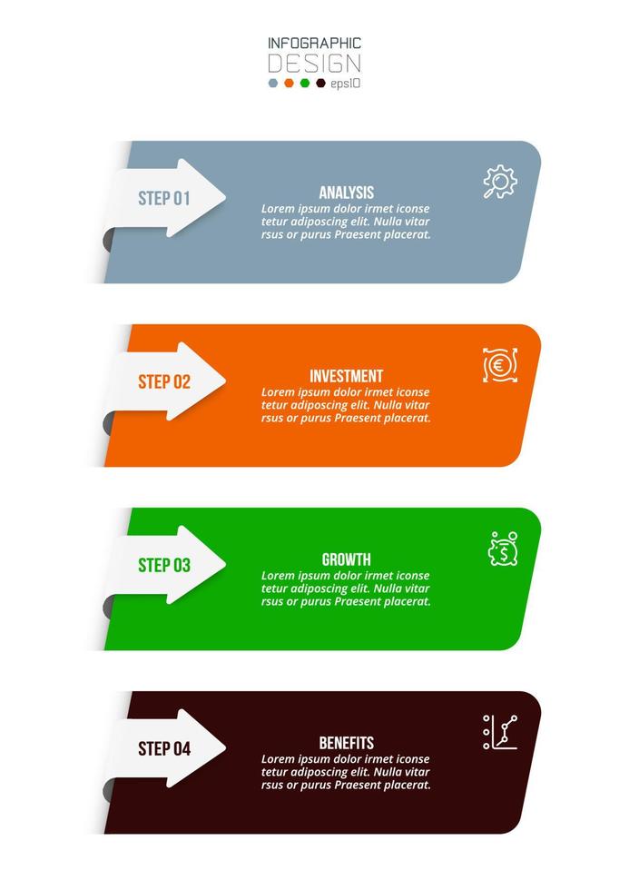 conceito de negócio de modelo infográfico com fluxo de trabalho. vetor