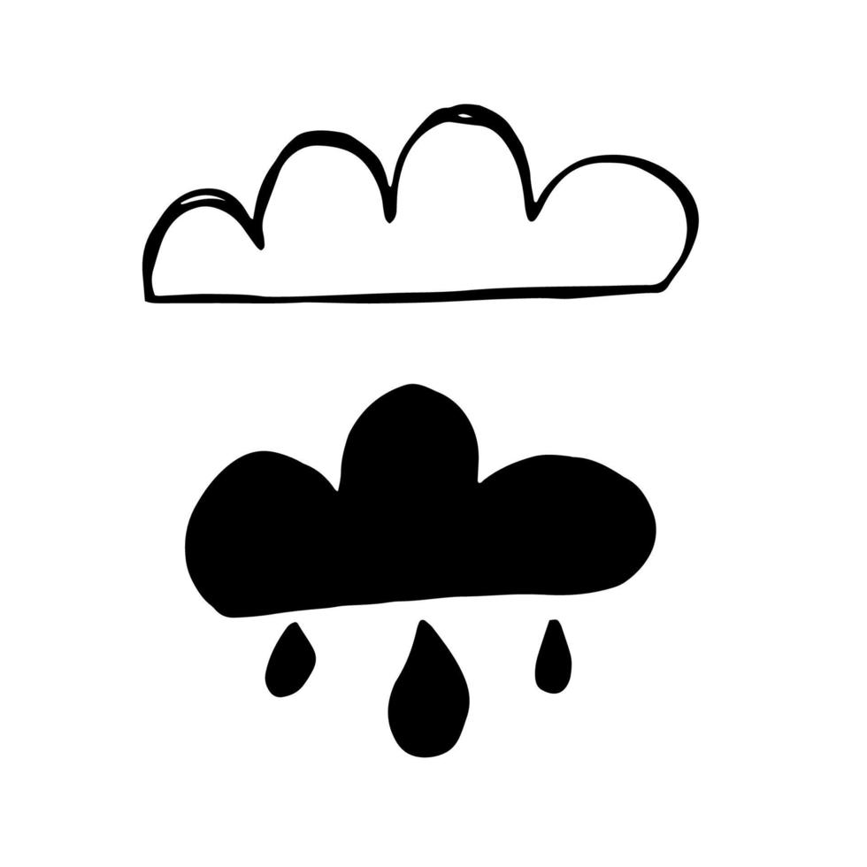 ilustração vetorial céu doodle para o projeto. elemento de nuvem isolado no fundo branco vetor
