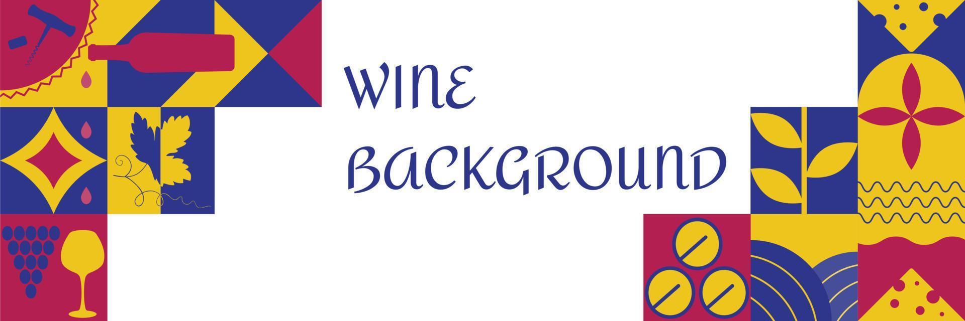 abstrato geométrico para degustação de vinhos no estilo bauhaus. banner para folhetos, design de pôster. ilustração vetorial. vetor