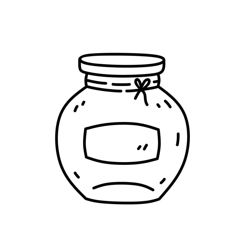 jarra de vidro bonito para geléia isolada no fundo branco. ilustração vetorial desenhada à mão em estilo doodle. perfeito para decorações, logotipo, vários designs. vetor