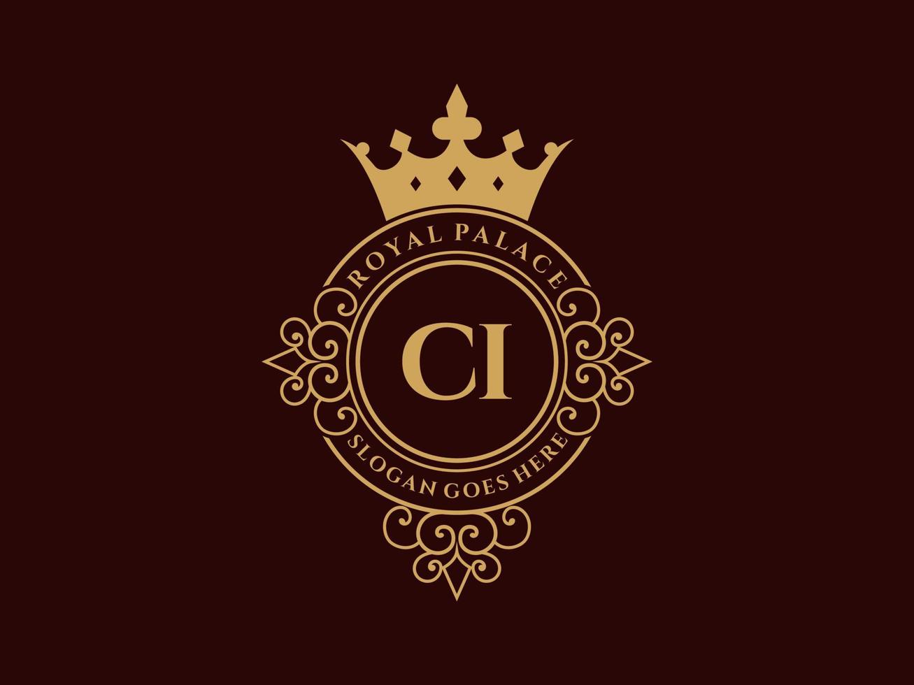 carta ci antigo logotipo vitoriano de luxo real com moldura ornamental. vetor