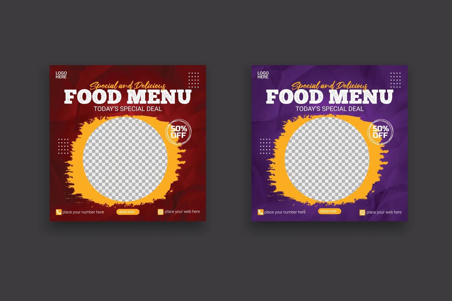 modelo de postagem de mídia social de comida para design de banner simples de promoção de alimentos vetor