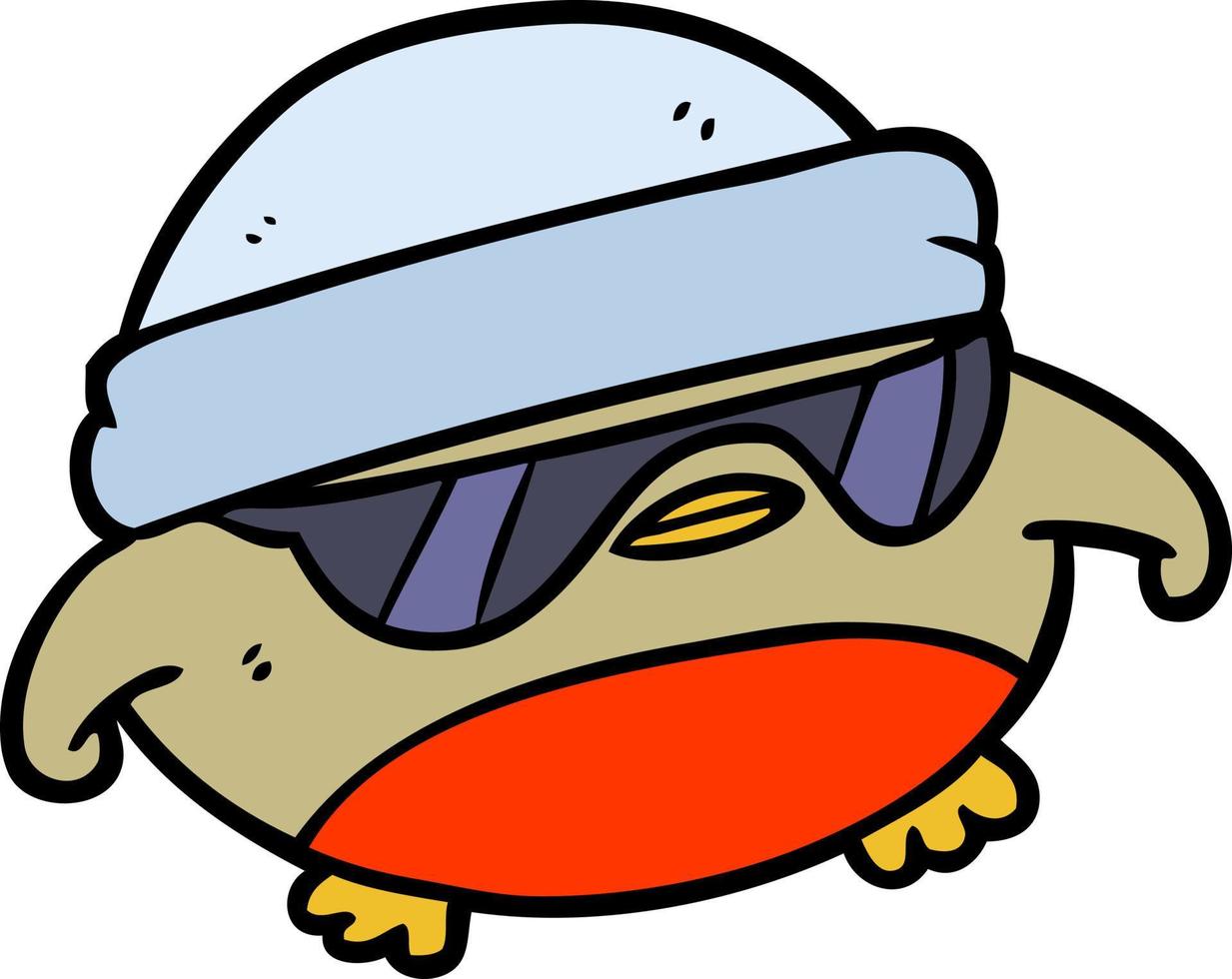 pássaro vetorial com personagem de óculos de sol em estilo cartoon vetor