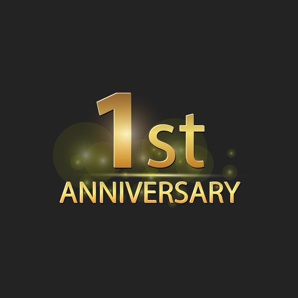 logotipo elegante de celebração de aniversário de 1 ano de ouro vetor