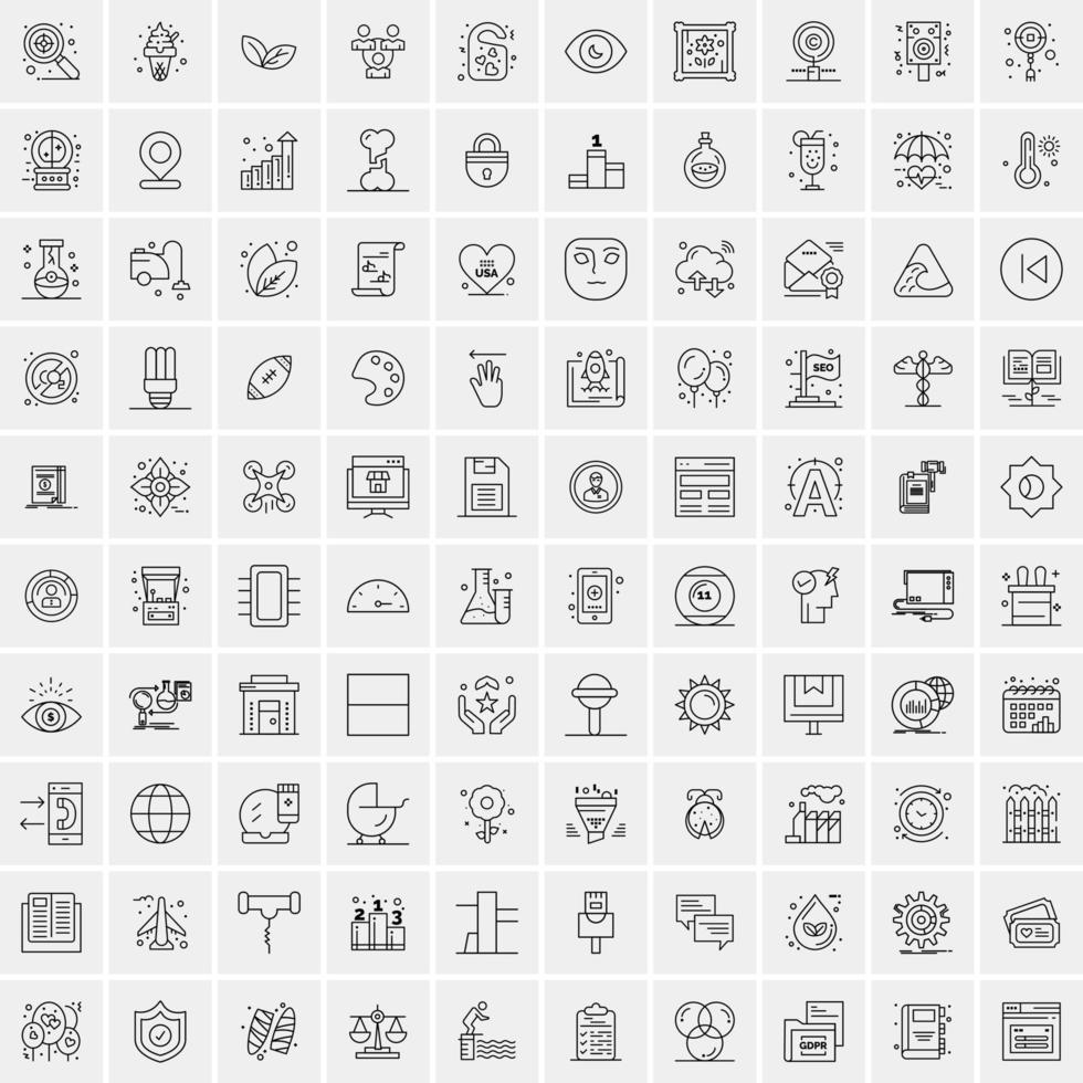 conjunto de 100 ícones de linha de negócios criativos vetor