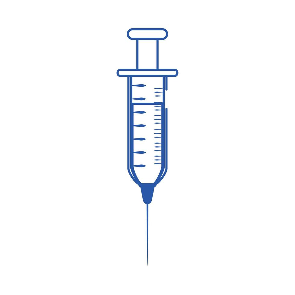 médico online seringa vacina cuidados médicos ícone de estilo de linha azul vetor