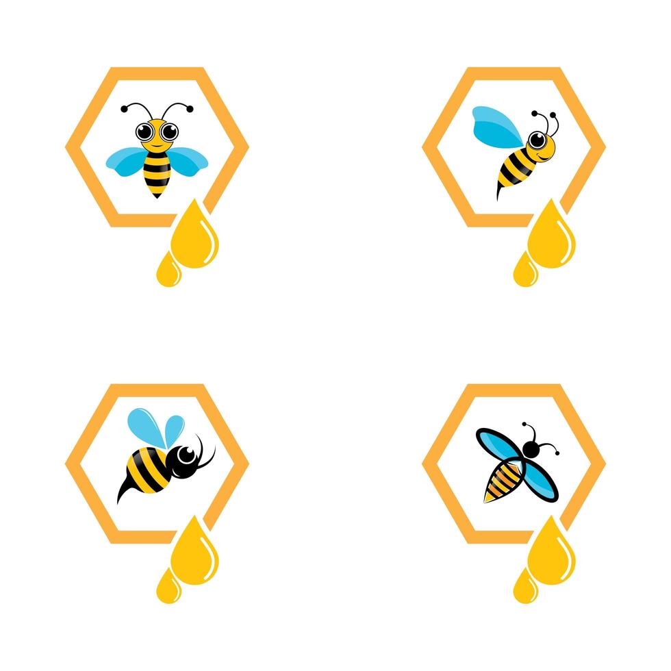 conjunto de imagens do logotipo da abelha vetor
