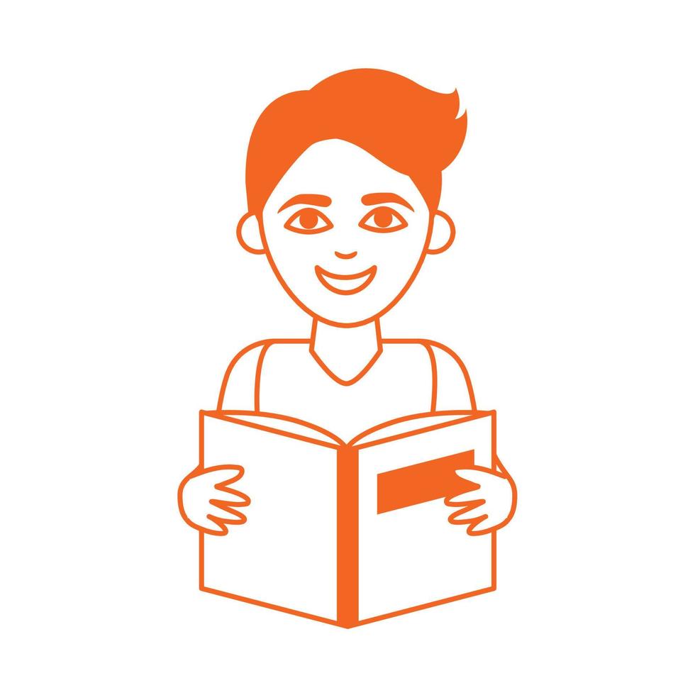 adolescente com ícone de estilo de cor de linha de educação doméstica de fornecimento de livro aberto vetor