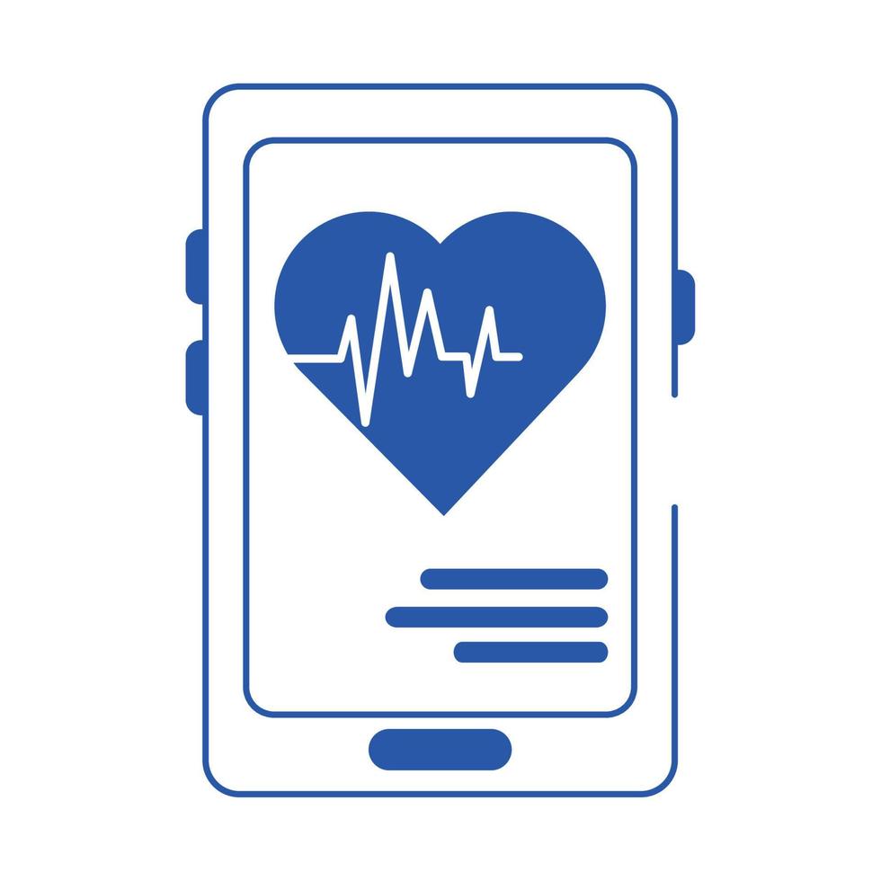 médico on-line smartphone batimento cardíaco ícone de estilo de linha azul de cuidados de saúde vetor