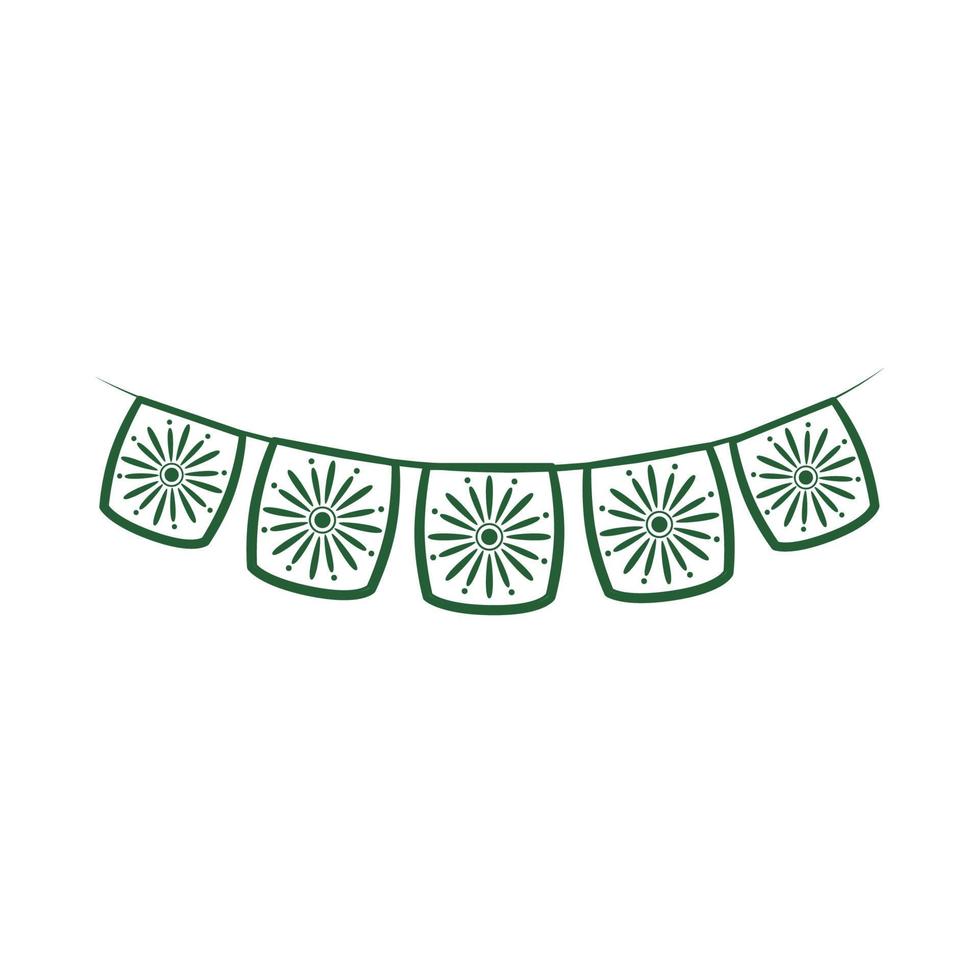 decoração de galhardetes de flores cinco de maio ícone de estilo de linha de celebração mexicana vetor