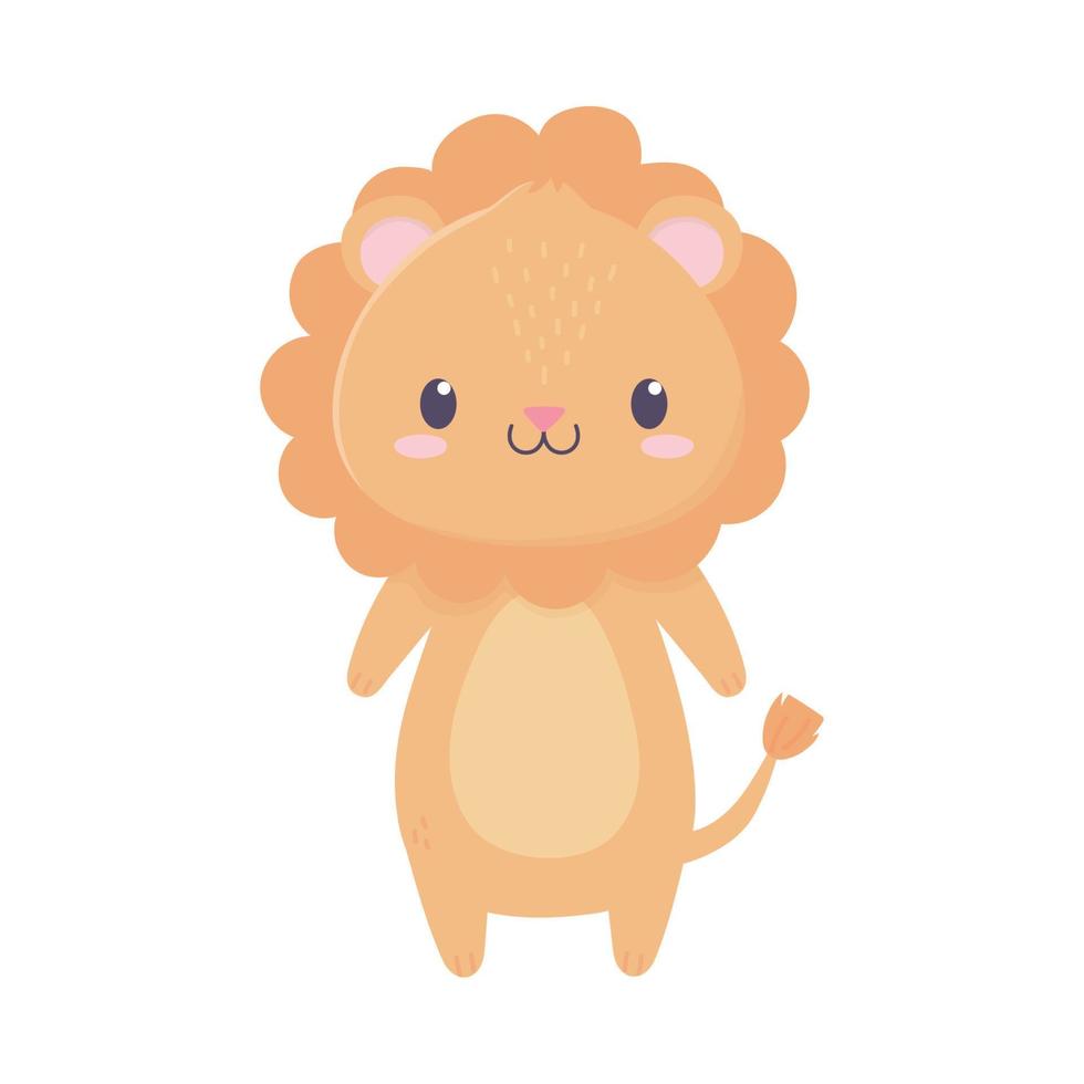 ícone isolado de desenho animado de leão fofo vetor