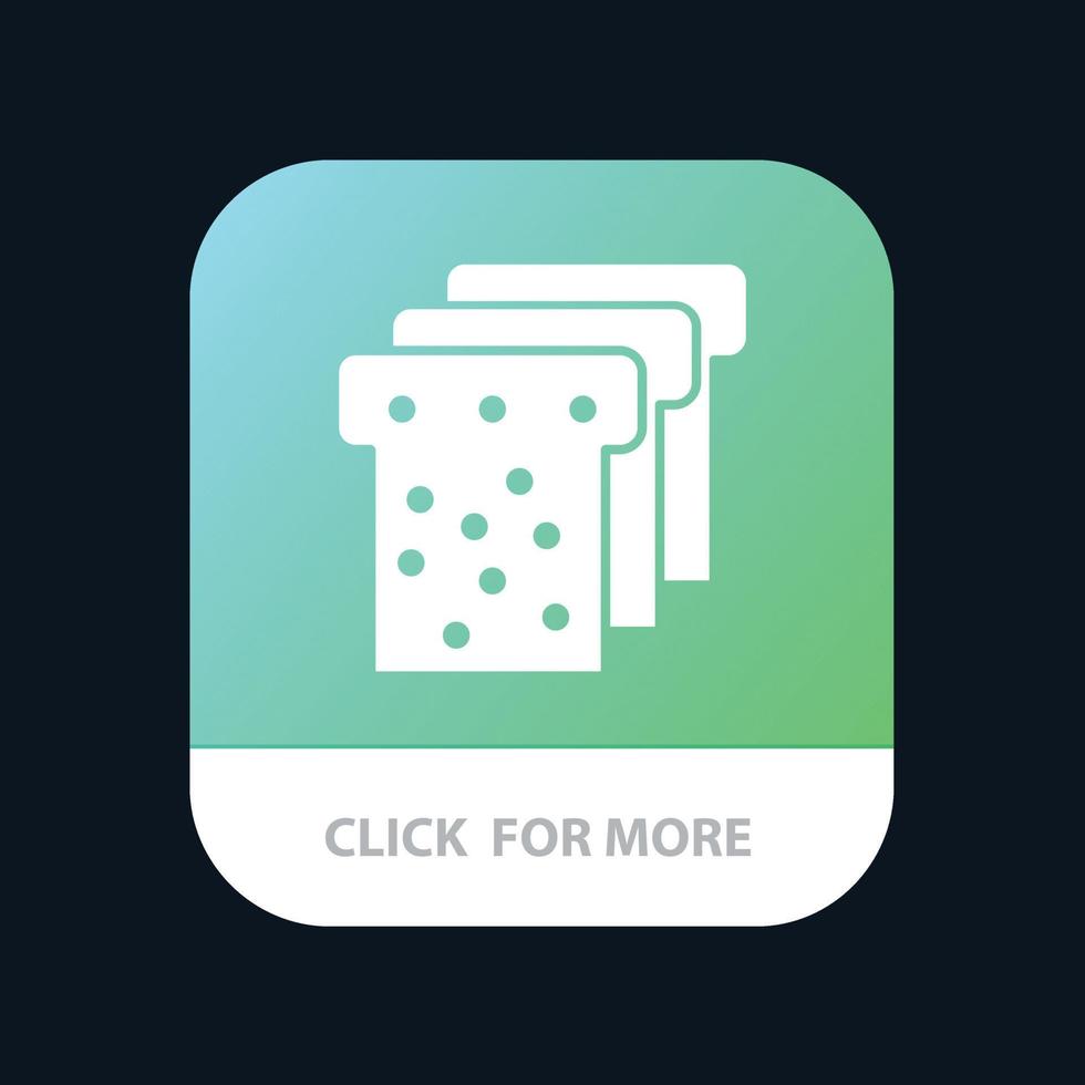 botão de aplicativo móvel de educação de comida de pão versão de glifo para android e ios vetor