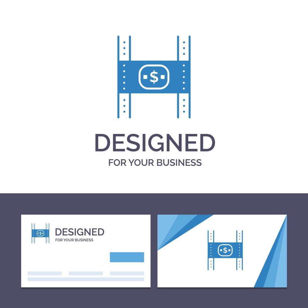 cartão de visita criativo e orçamento de modelo de logotipo custa filme dinheiro ilustração vetorial de filme vetor