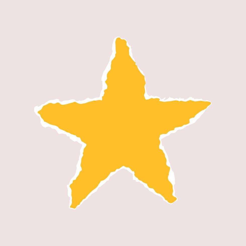 pedaço de papel rasgado isolado. estrela é um pedaço de papel com uma borda pendente. ilustração em vetor de uma forma geométrica com uma borda branca rasgada.
