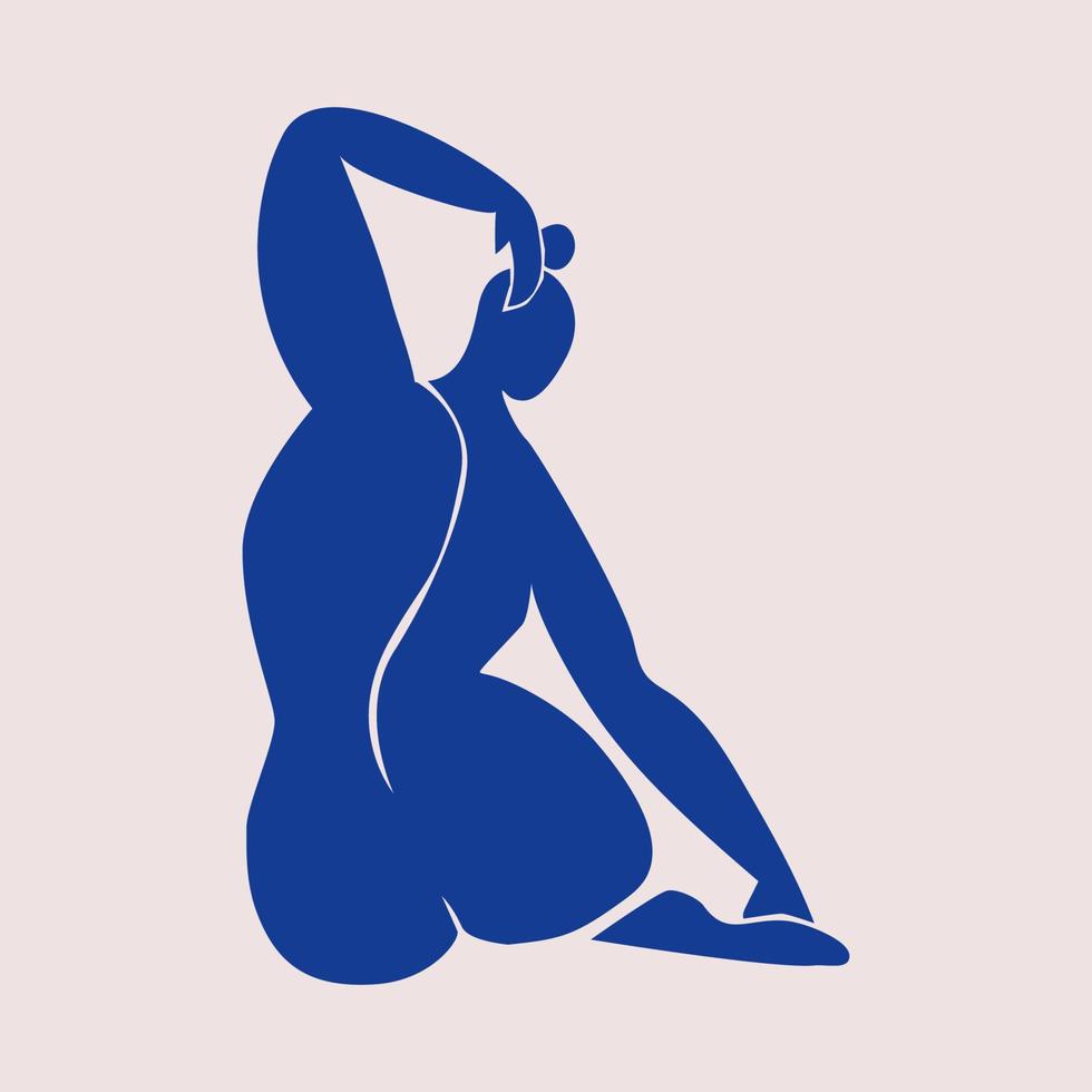 inspirado na silhueta abstrata da mulher de henri matisse. o corpo feminino da parte de trás é cortado. ilustração vetorial plana na técnica de colagem isolada. vetor