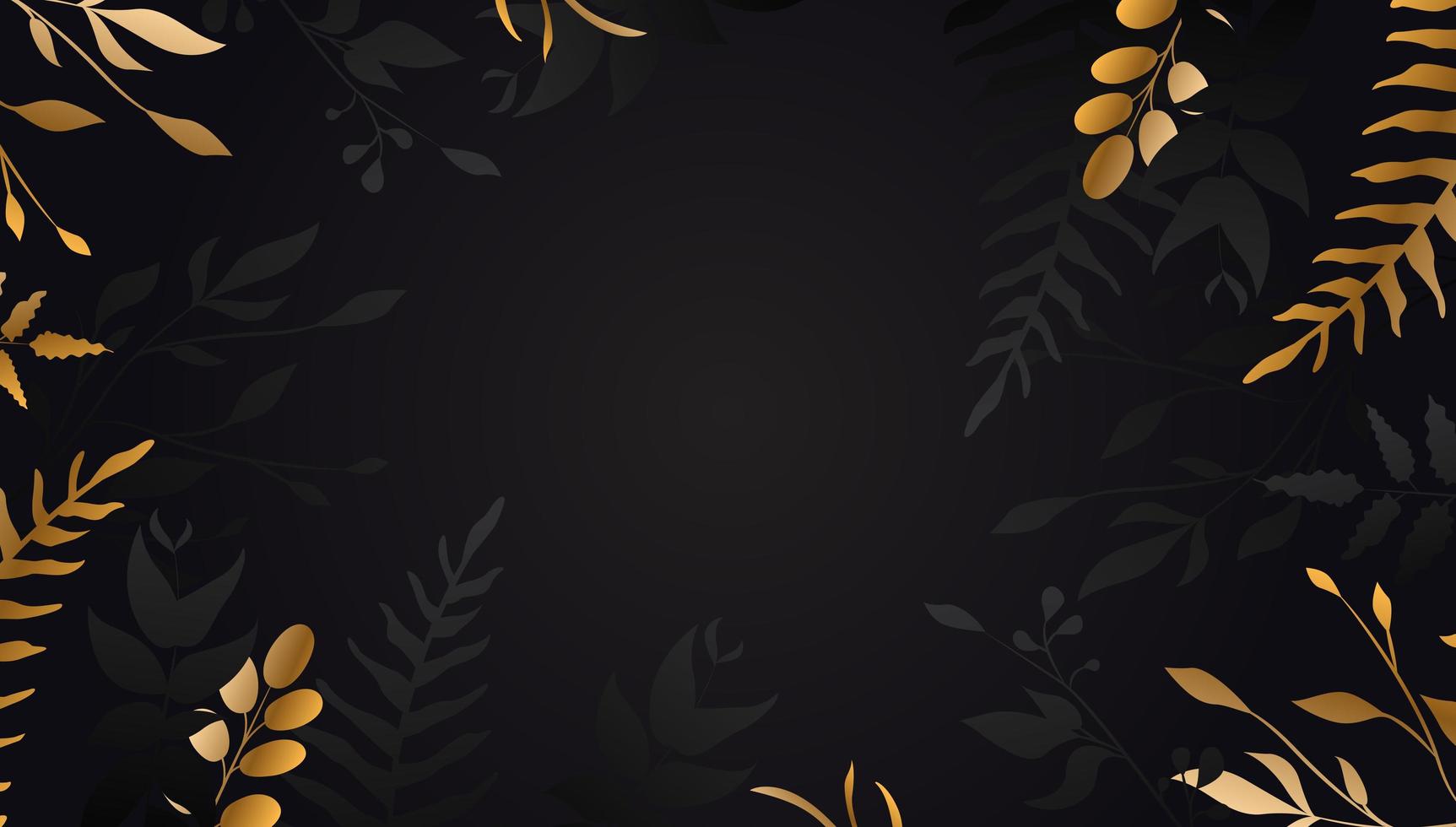 flor dourada em fundo preto folha de ouro vetor