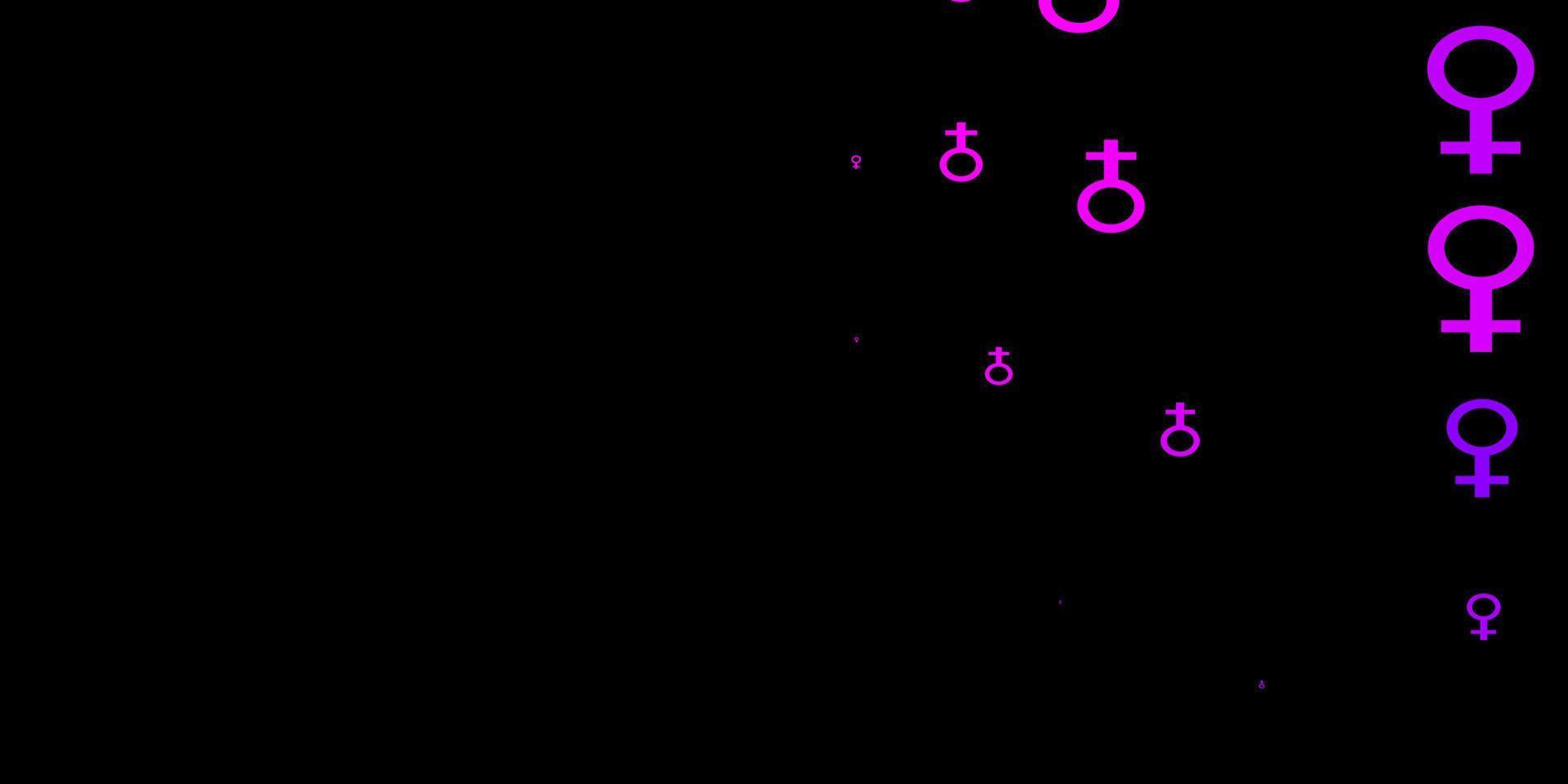 pano de fundo vector roxo escuro com símbolos de poder da mulher.