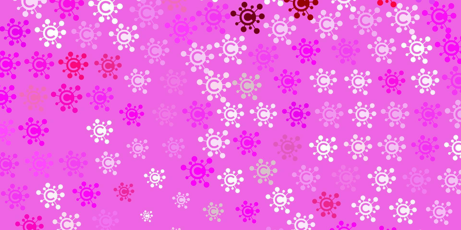 pano de fundo vector rosa claro roxo com símbolos de vírus.